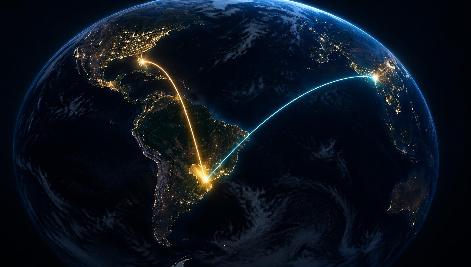 Globo com rotas da China e de Miami até o Paraguai